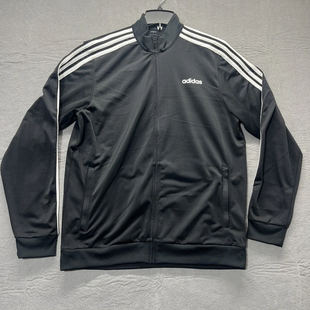 Adidas‎ Essential 3S Track Jacket Men's Full Zip Black DQ3070 Size Large